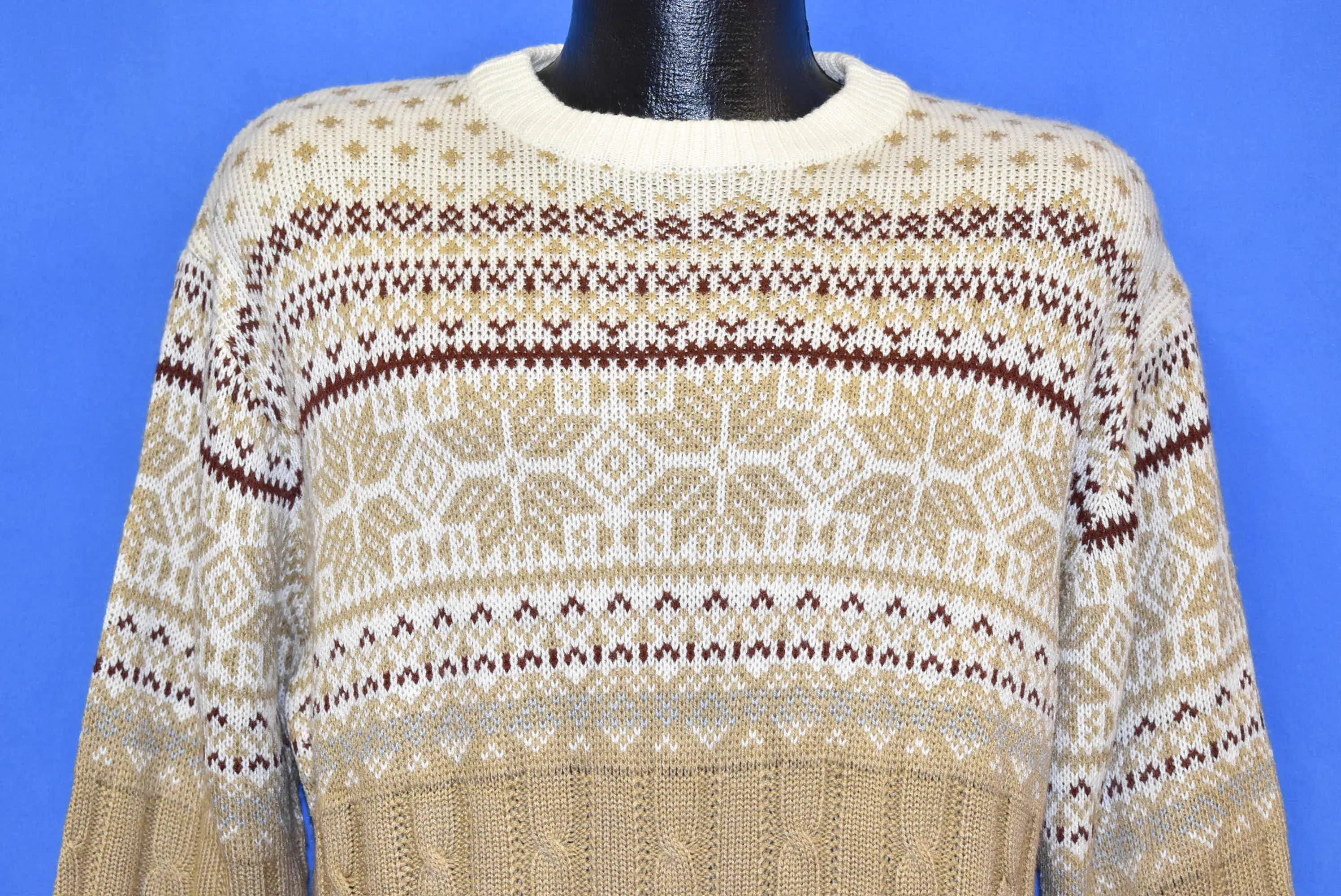80s Buckingham Snowflake Zigzag Diamond Pullover Sweater Medium