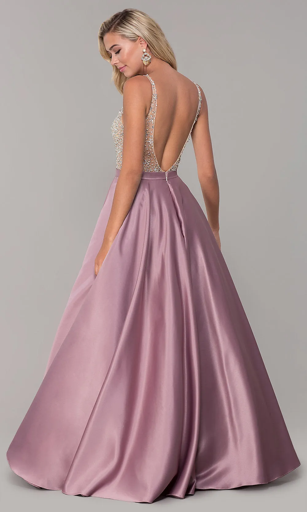 A-Line Long V-Neck Prom Dress with Pockets