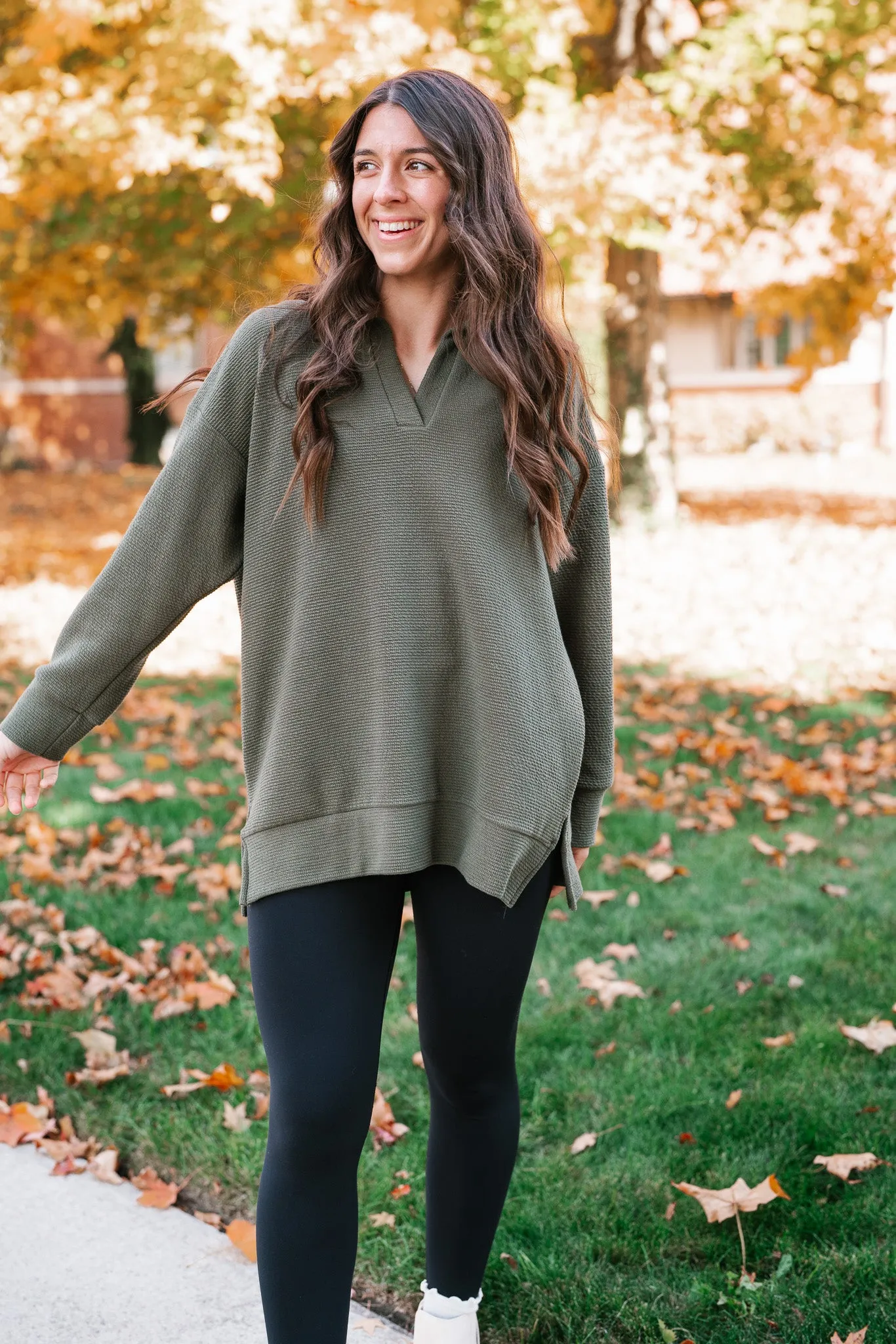 After Hours V-Neck Pullover - Olive