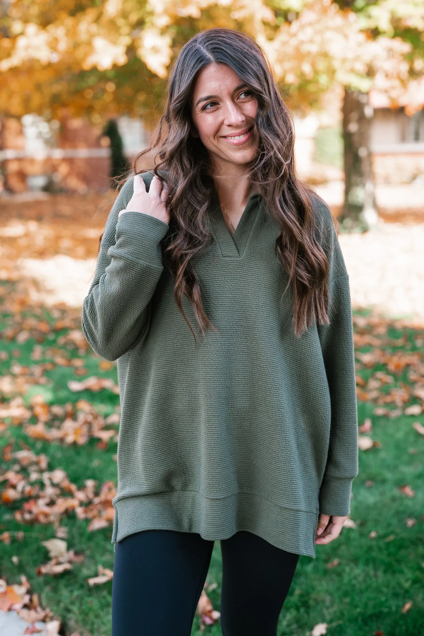 After Hours V-Neck Pullover - Olive