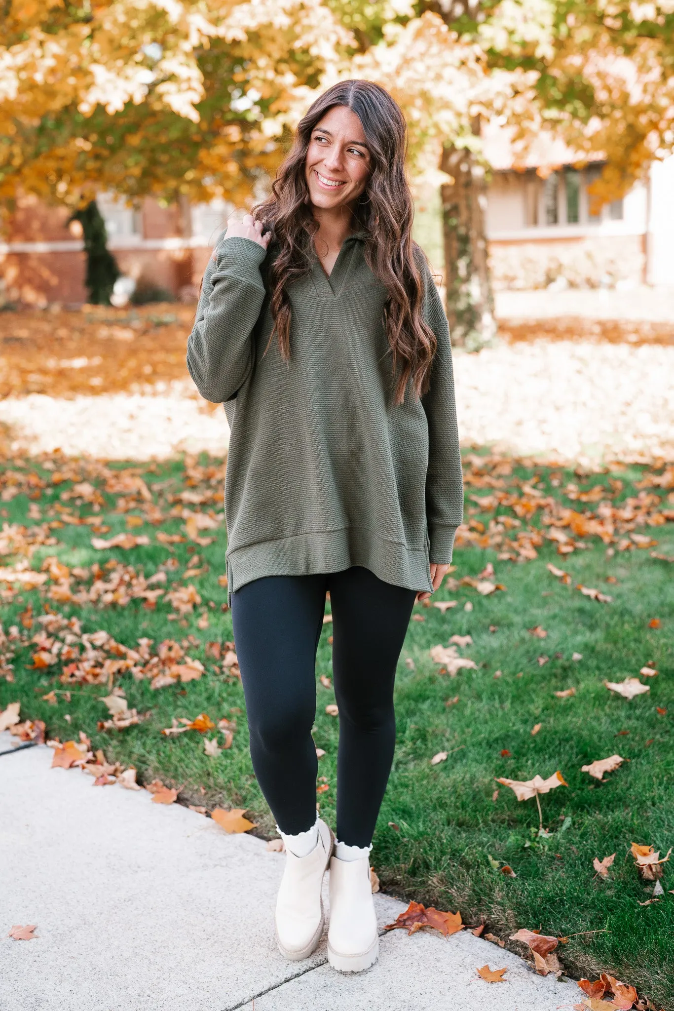 After Hours V-Neck Pullover - Olive