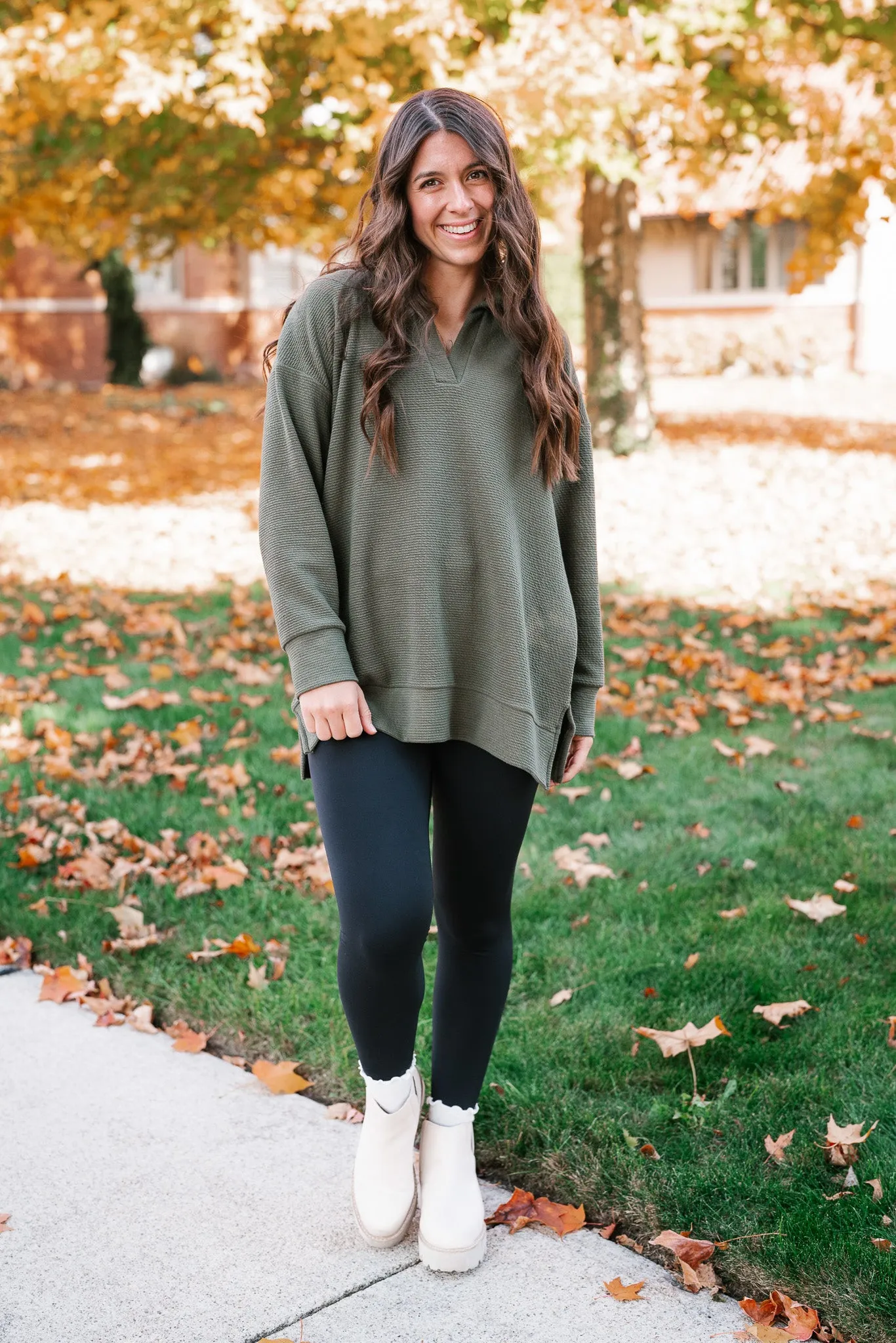 After Hours V-Neck Pullover - Olive