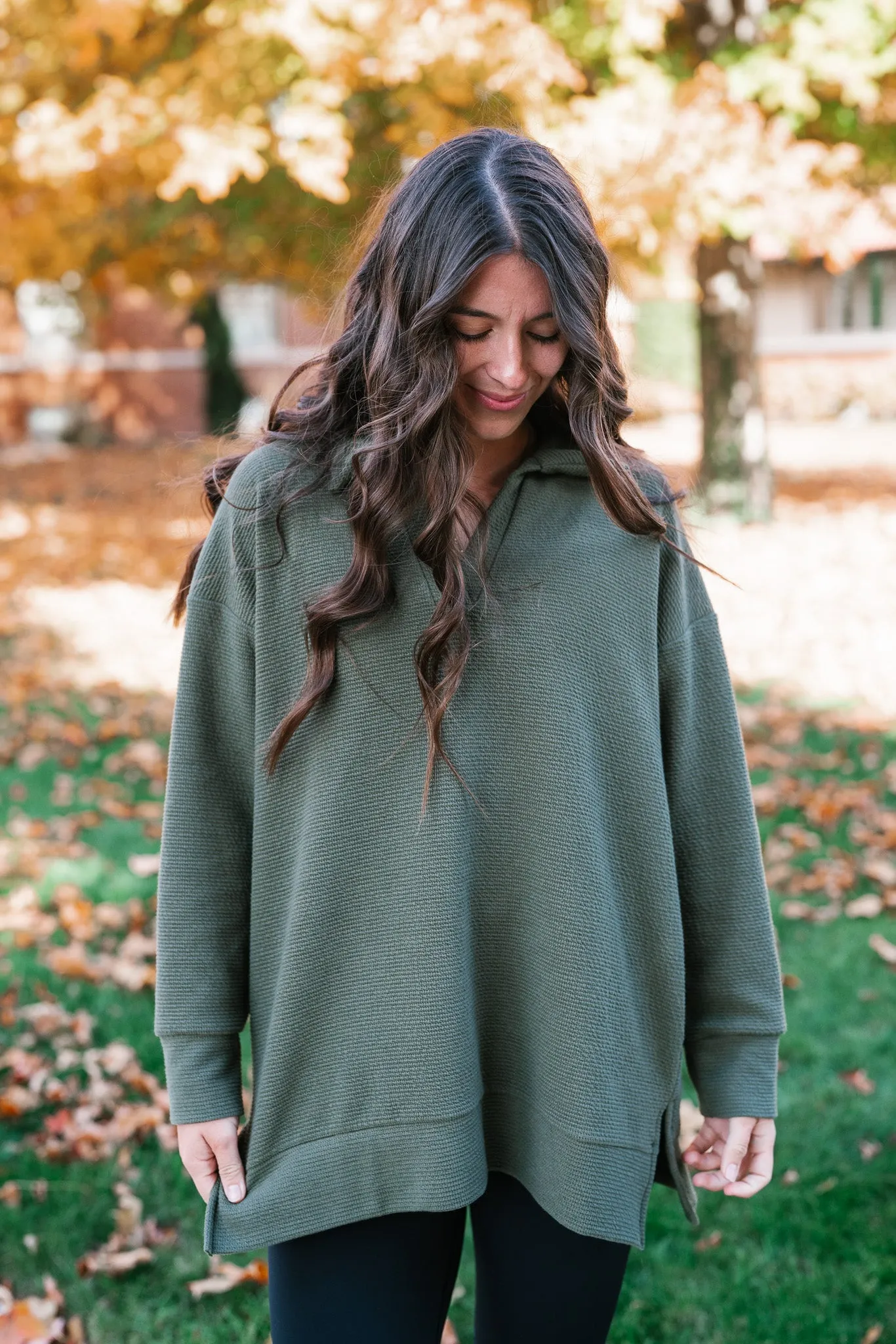 After Hours V-Neck Pullover - Olive