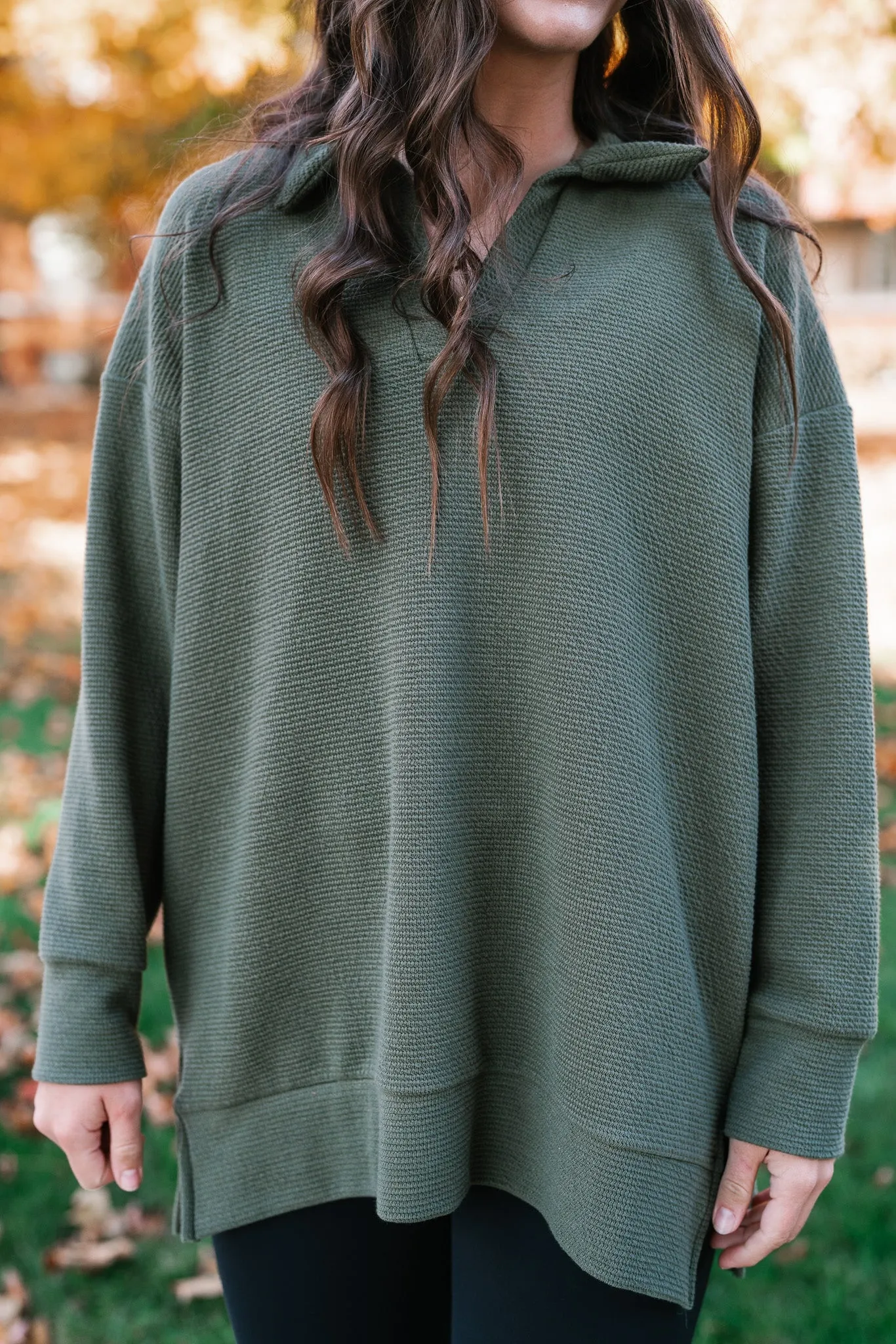 After Hours V-Neck Pullover - Olive