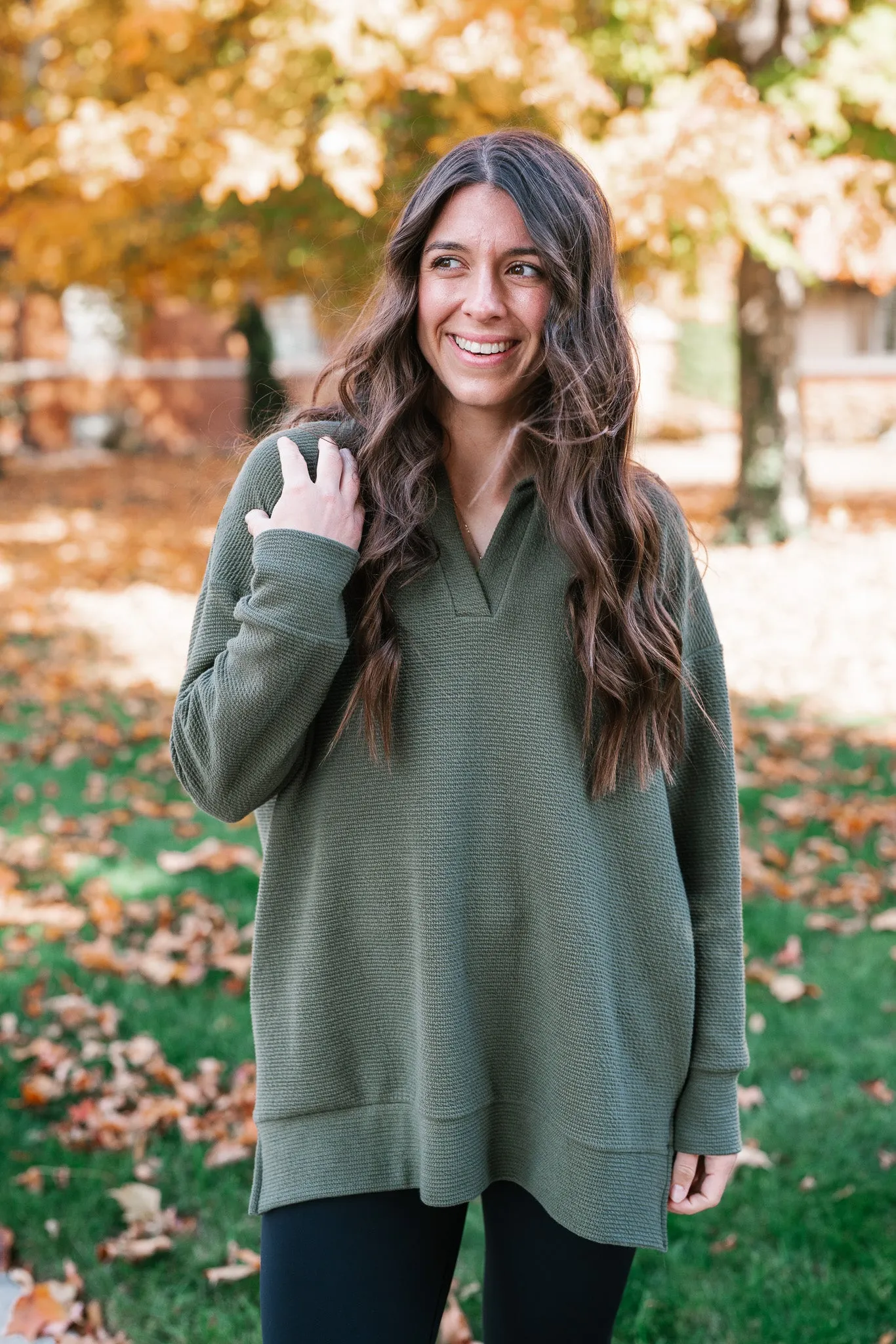 After Hours V-Neck Pullover - Olive