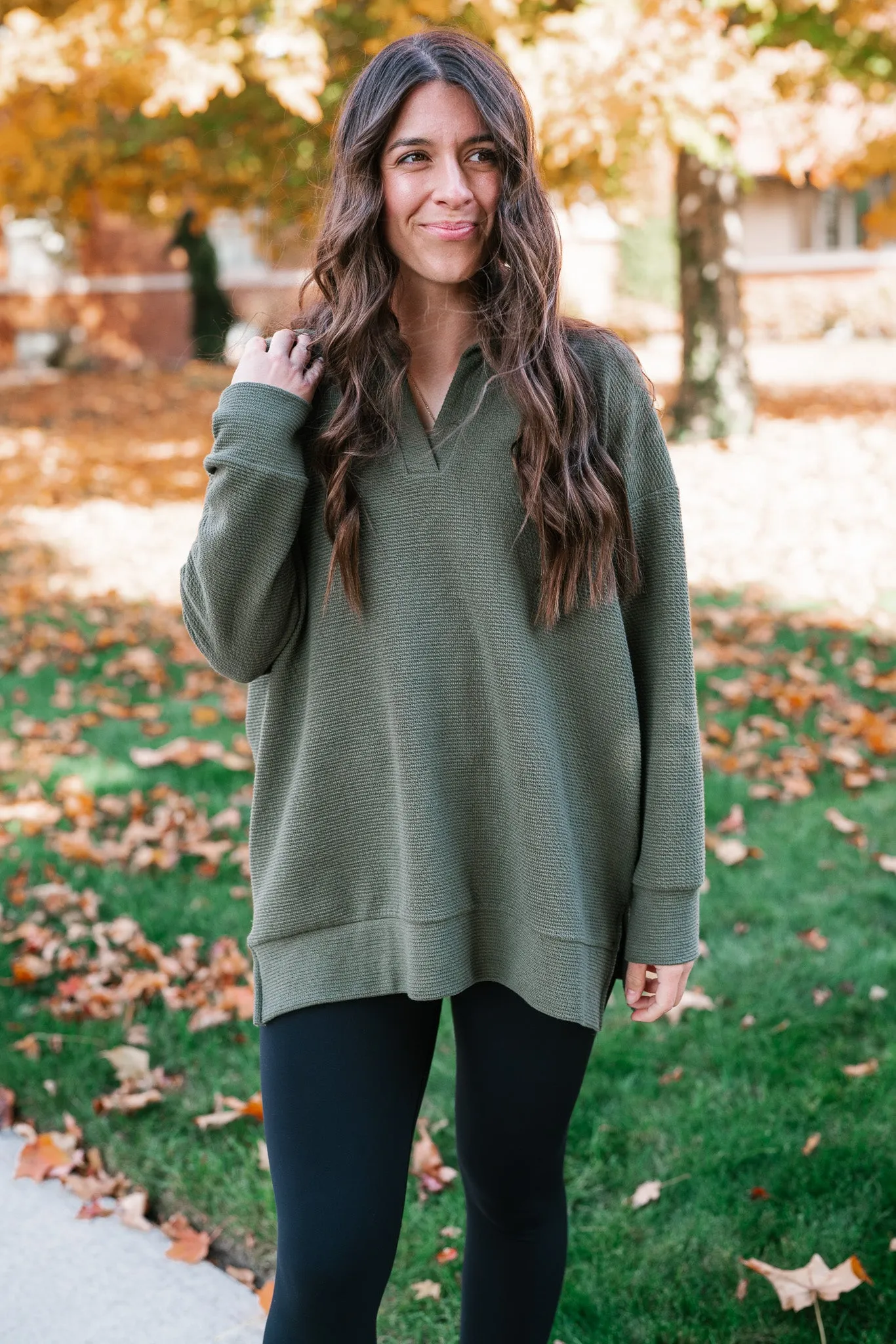 After Hours V-Neck Pullover - Olive