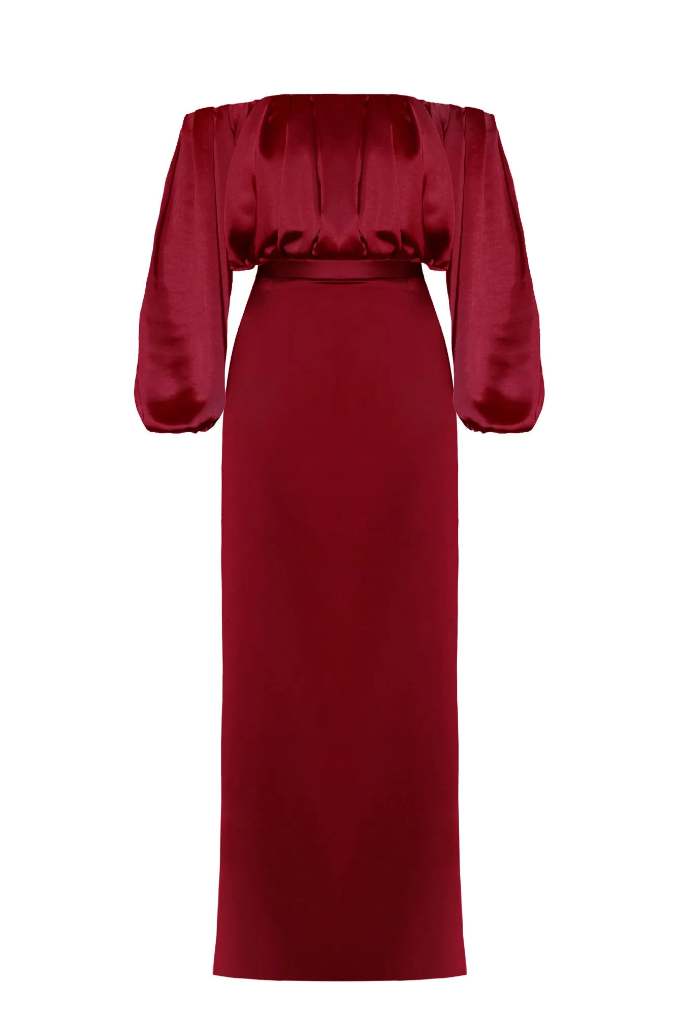 ALICE red off shoulder maxi dress