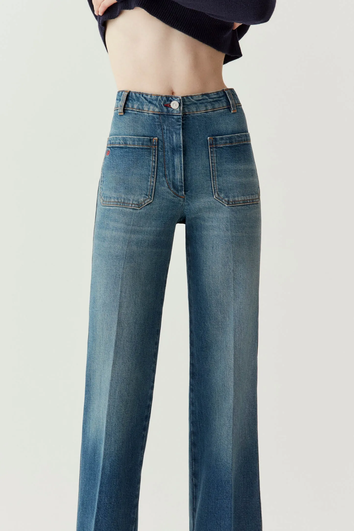 Alina High Waisted Stretch Jean In Mid Blue