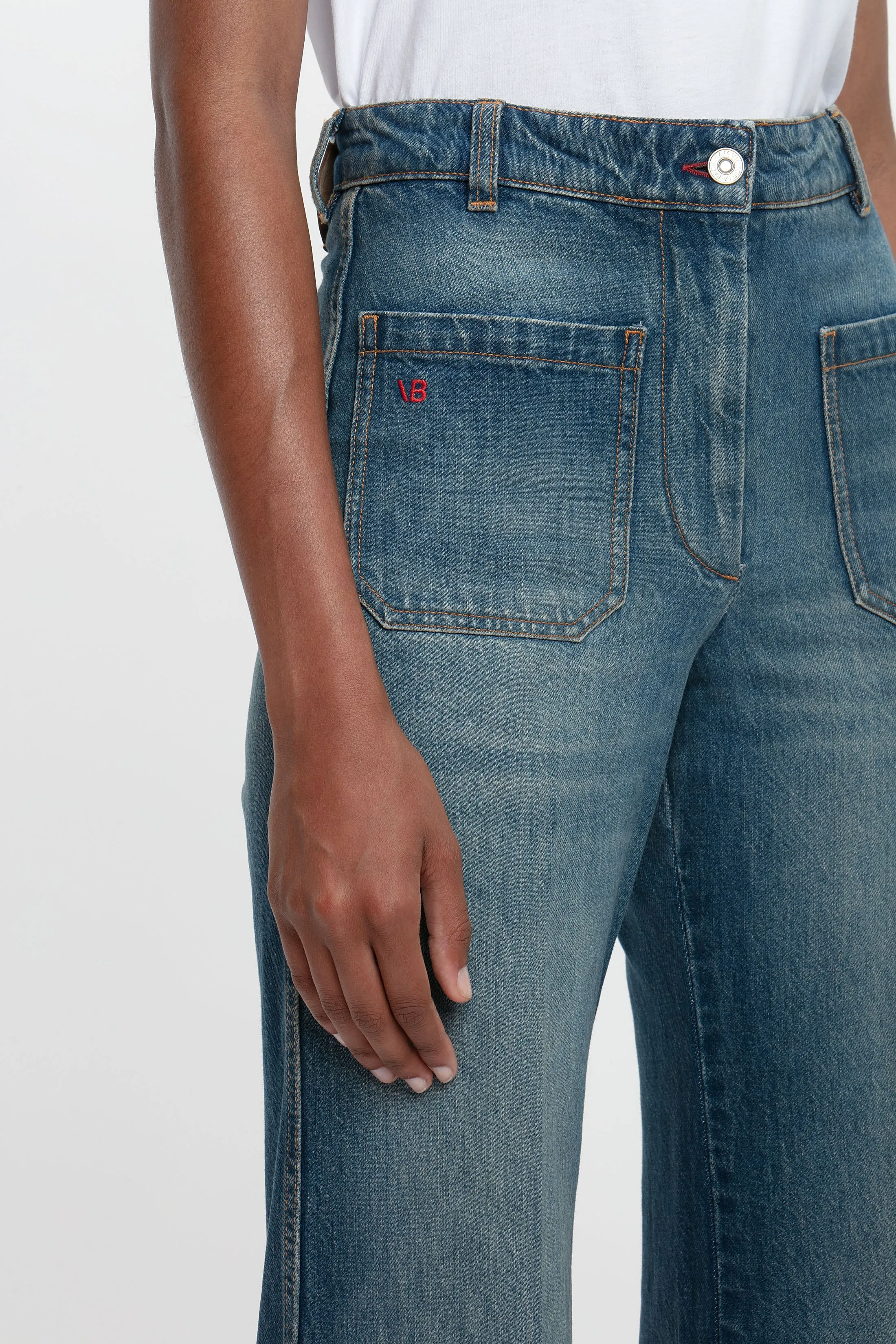 Alina High Waisted Stretch Jean In Mid Blue