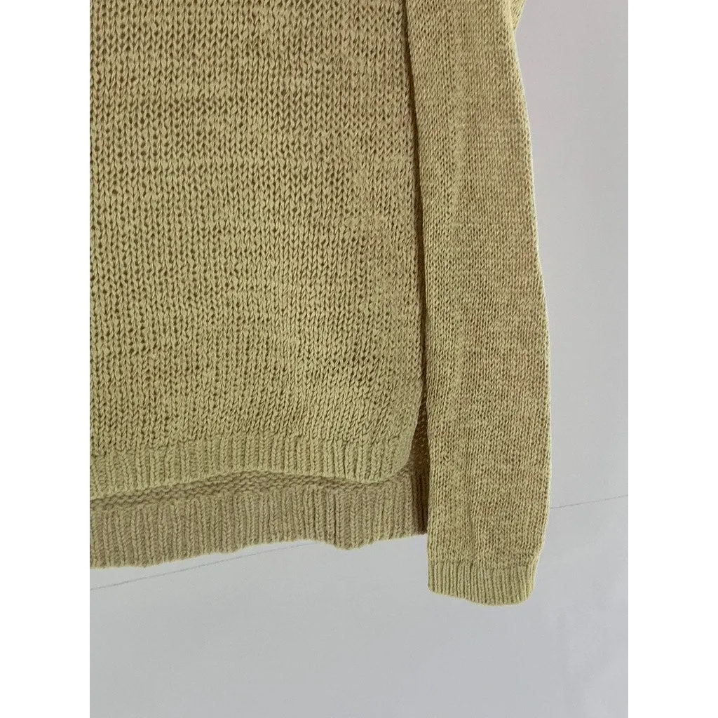 ANN TAYLOR LOFT Women's Petite Tan Knit Crewneck Long Sleeve Sweater SZ XS/P