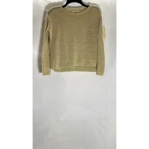 ANN TAYLOR LOFT Women's Petite Tan Knit Crewneck Long Sleeve Sweater SZ XS/P