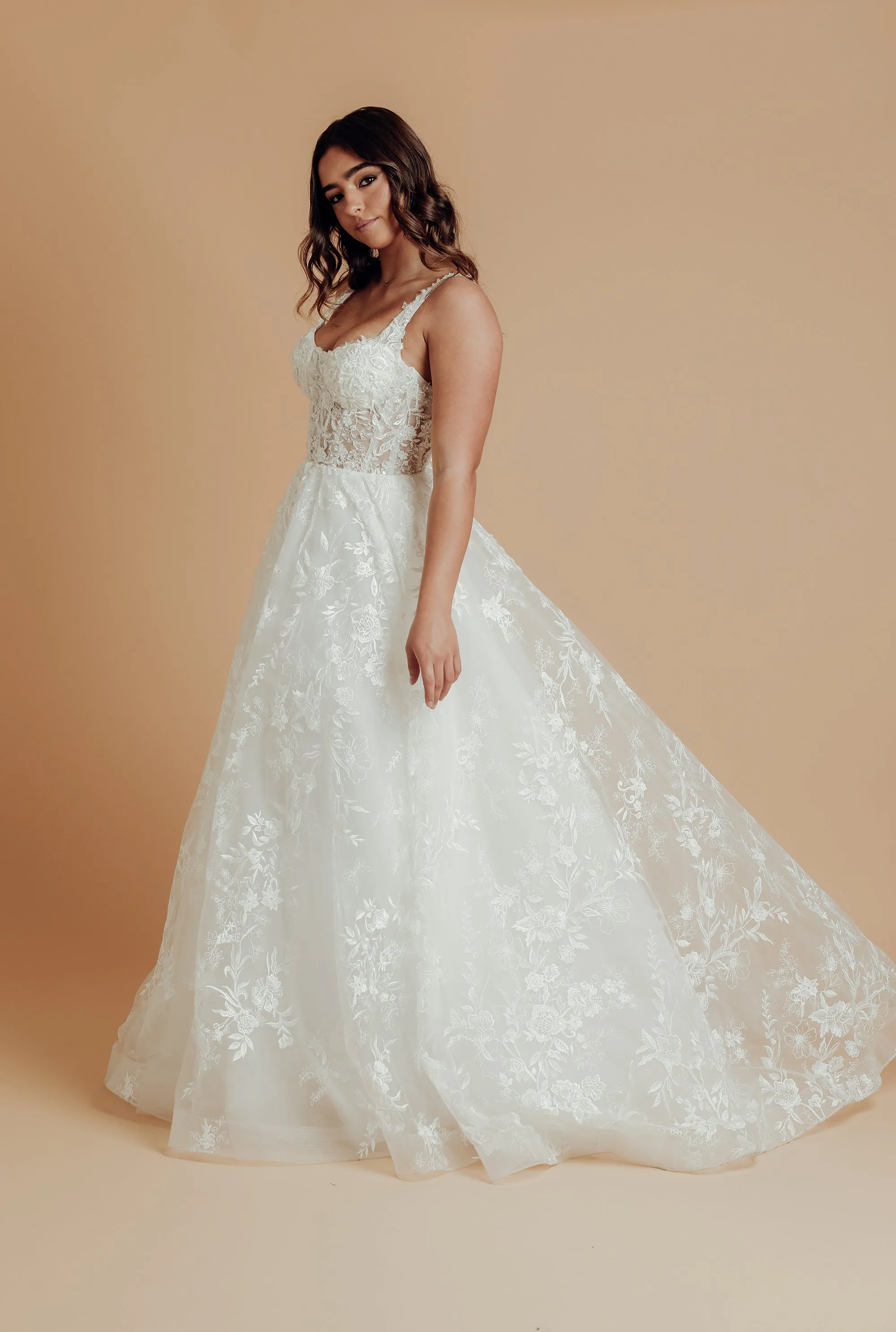 corset wedding dress with lace detail