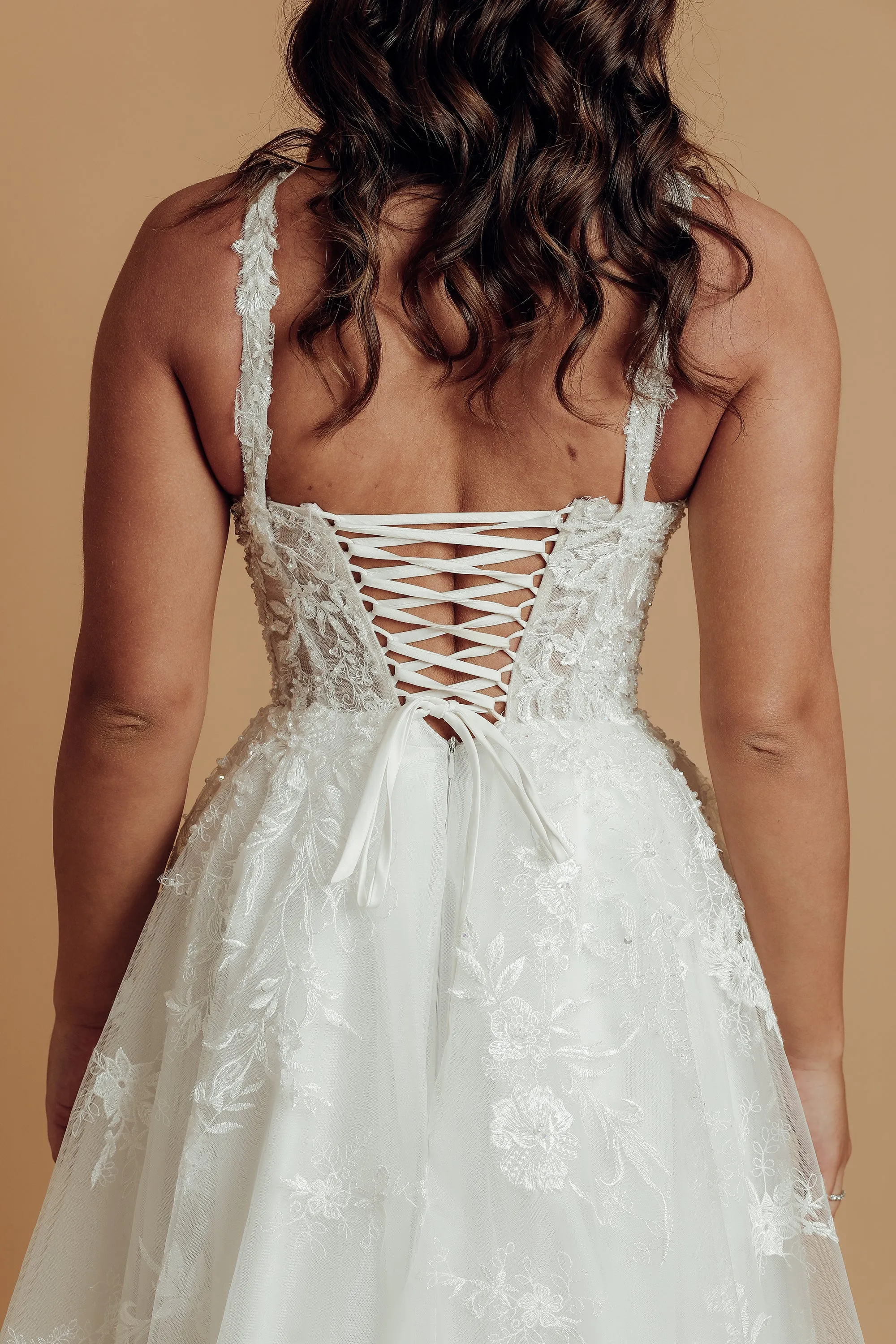 corset wedding dress with lace detail
