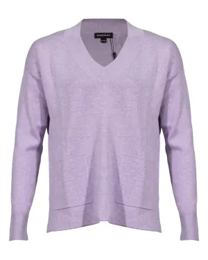 Cotton Blend V-Neck Pullover Lilac