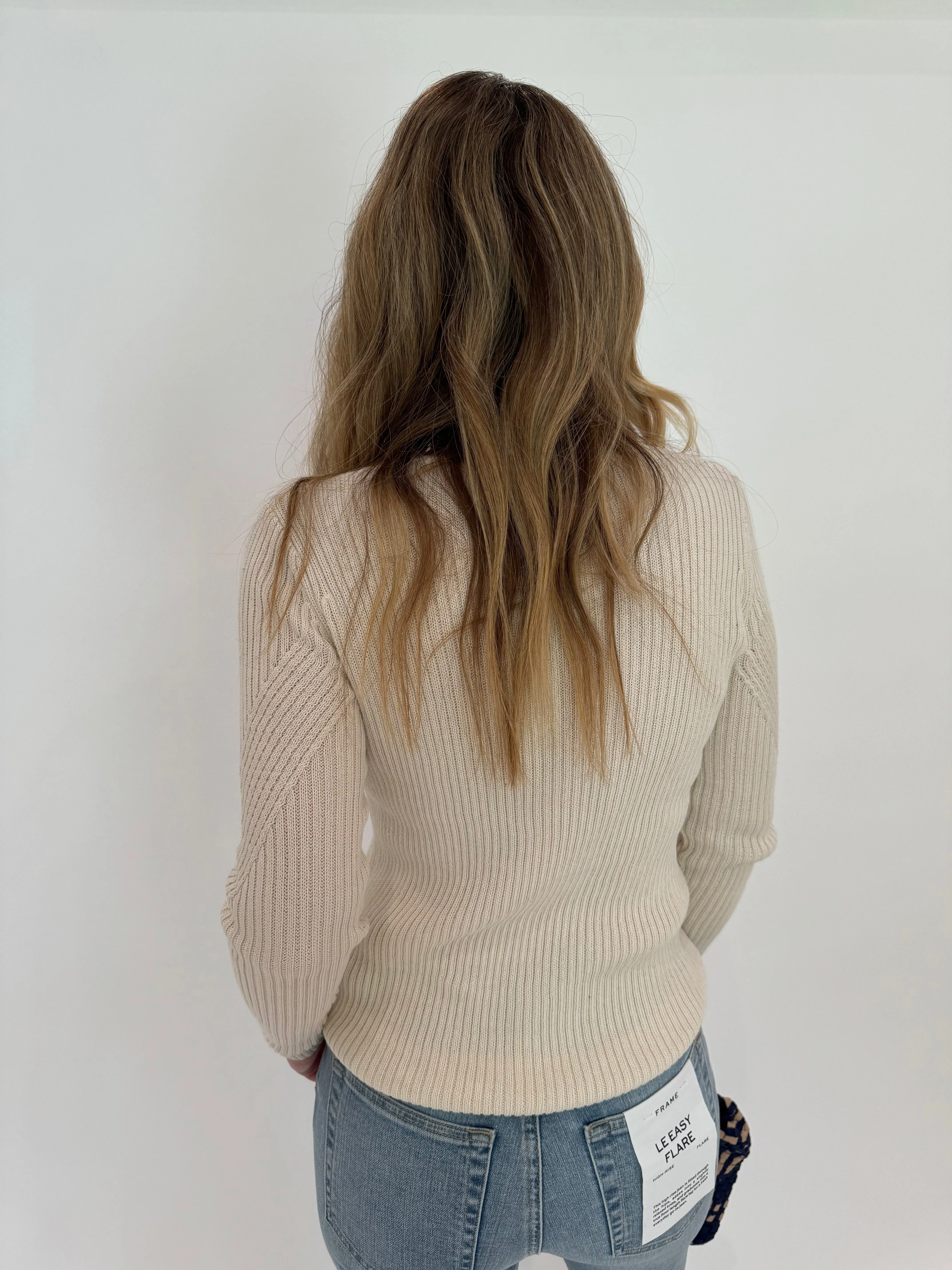 Cotton Crew Jacquard Sweater - Ecru