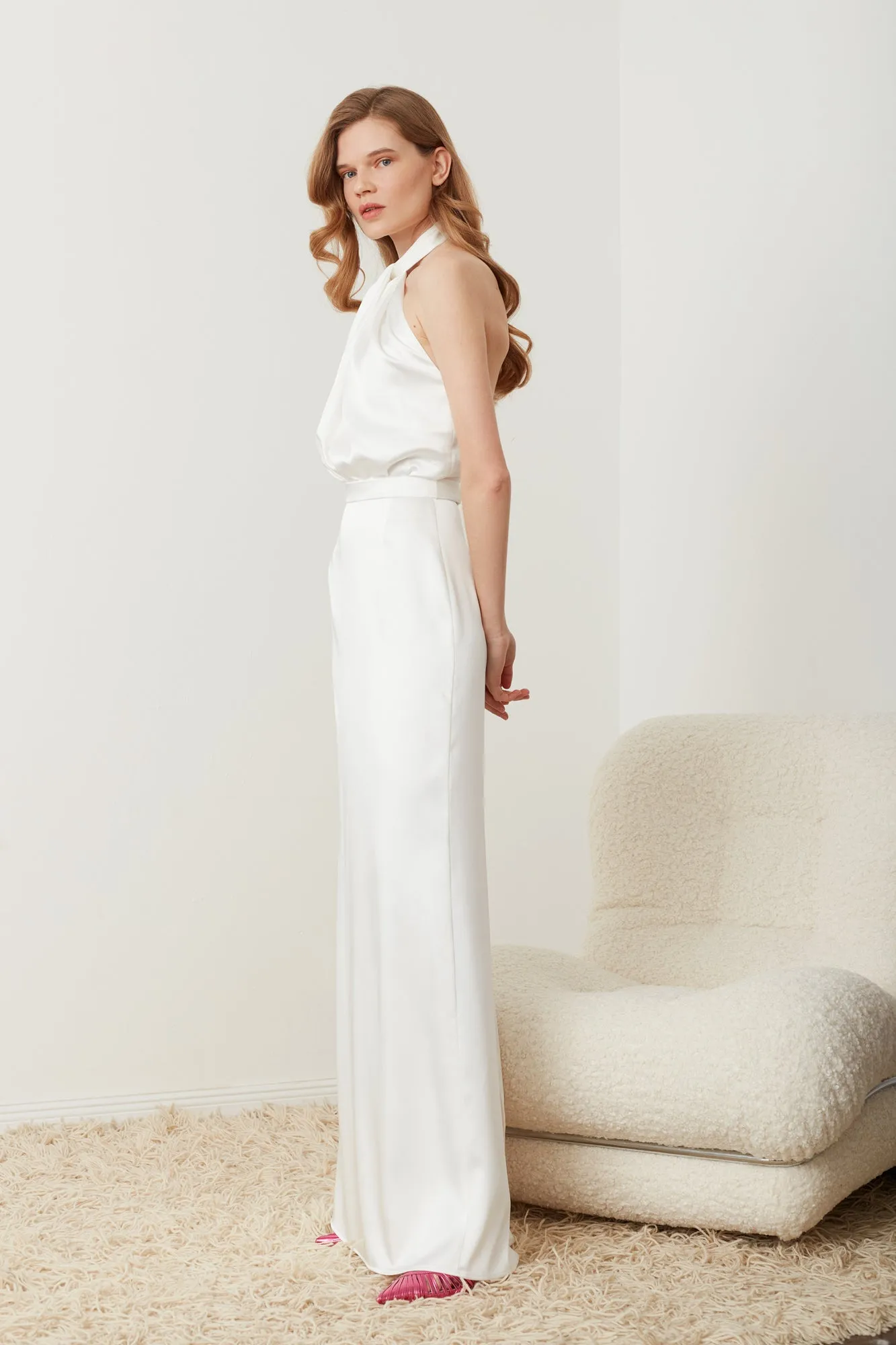 ELONA white backless wedding dress