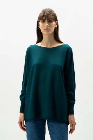 EXTRA FINE MERINO WOOL OVERSIZED BOAT NECK PULLOVER