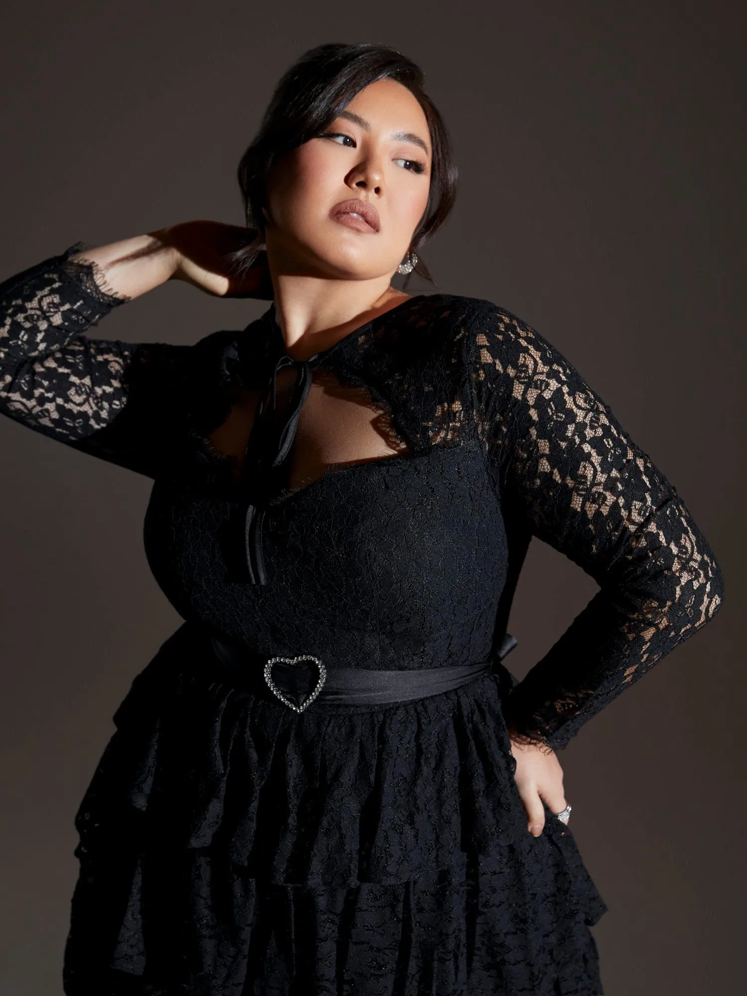 Fashion To Figure - Helena Cutout Belted Lace Dress