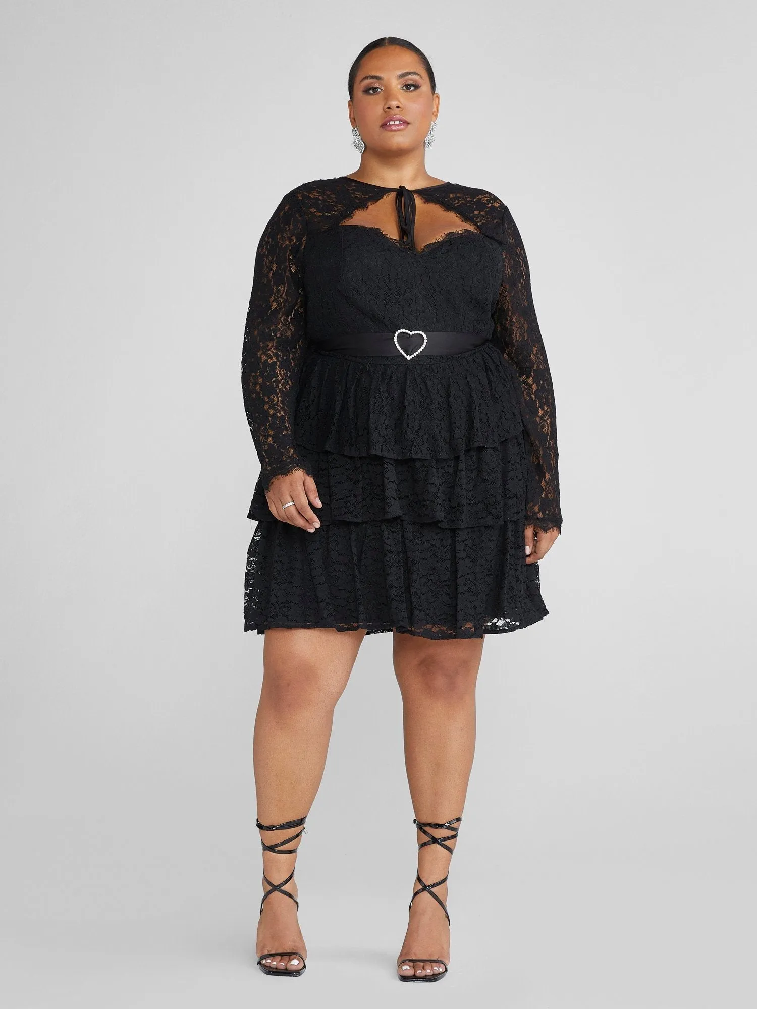 Fashion To Figure - Helena Cutout Belted Lace Dress