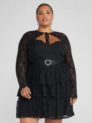 Fashion To Figure - Helena Cutout Belted Lace Dress
