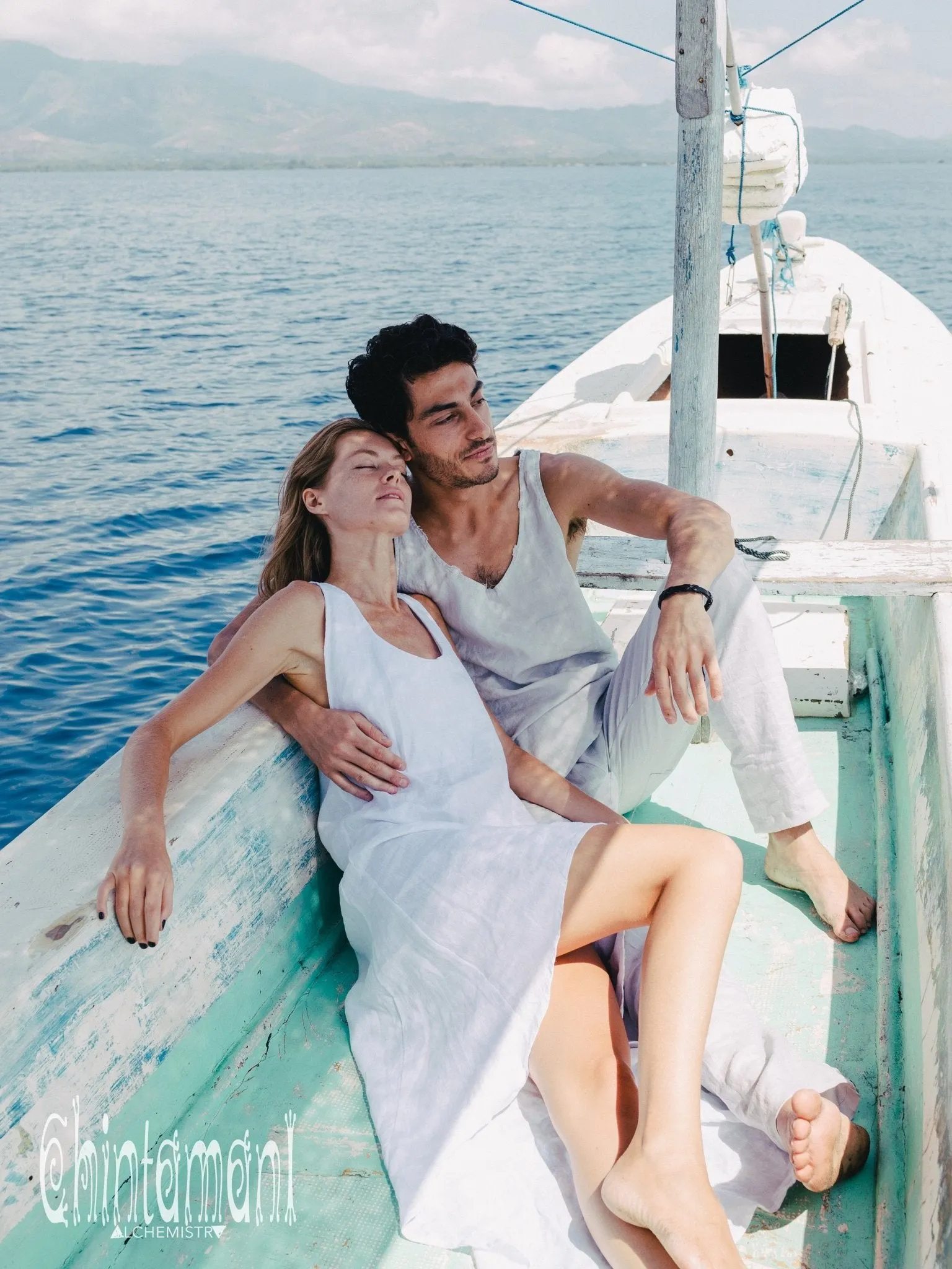 High Low Linen Maxi Dress with Open Back / White