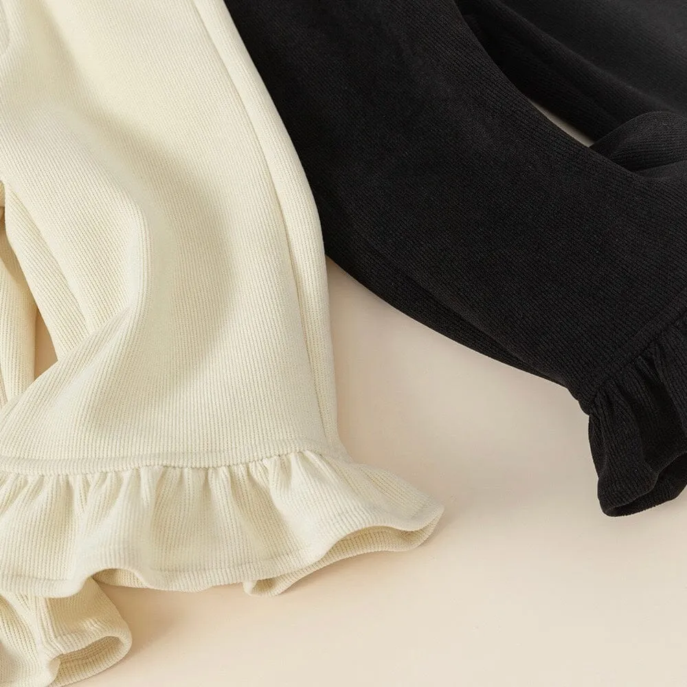 Jojo Ruffled Fleece Flared Pants