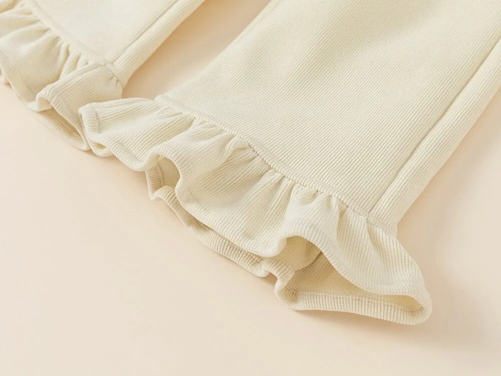 Jojo Ruffled Fleece Flared Pants
