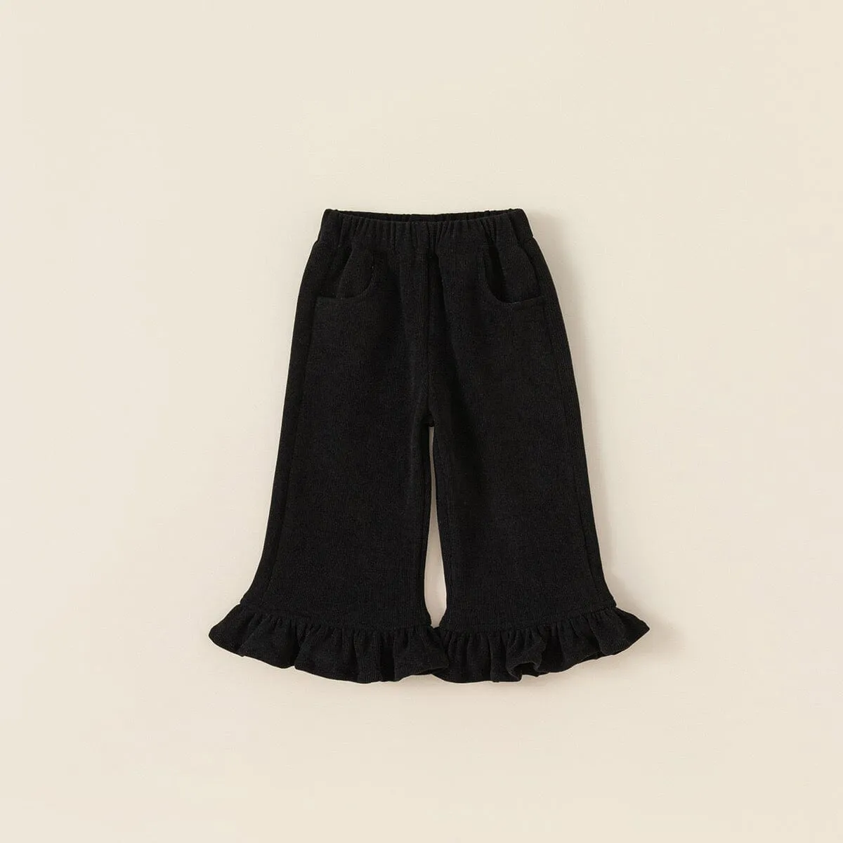 Jojo Ruffled Fleece Flared Pants