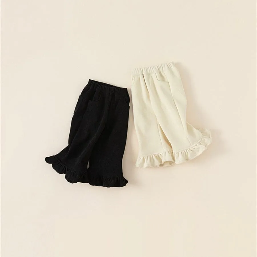 Jojo Ruffled Fleece Flared Pants