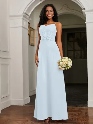 Lace Appliqued  Backless Chiffon A-Line Dress Mist