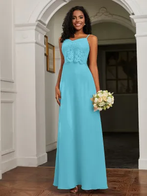 Lace Appliqued  Backless Chiffon A-Line Dress Pool