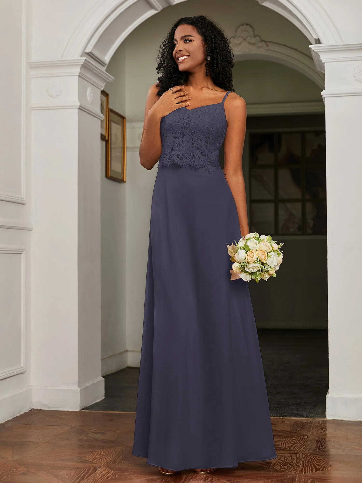 Lace Appliqued  Backless Chiffon A-Line Dress Stormy Plus Size