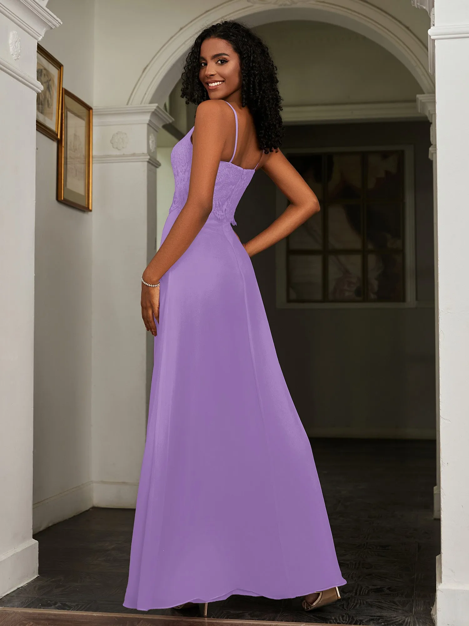 Lace Appliqued  Backless Chiffon A-Line Dress Tahiti Plus Size