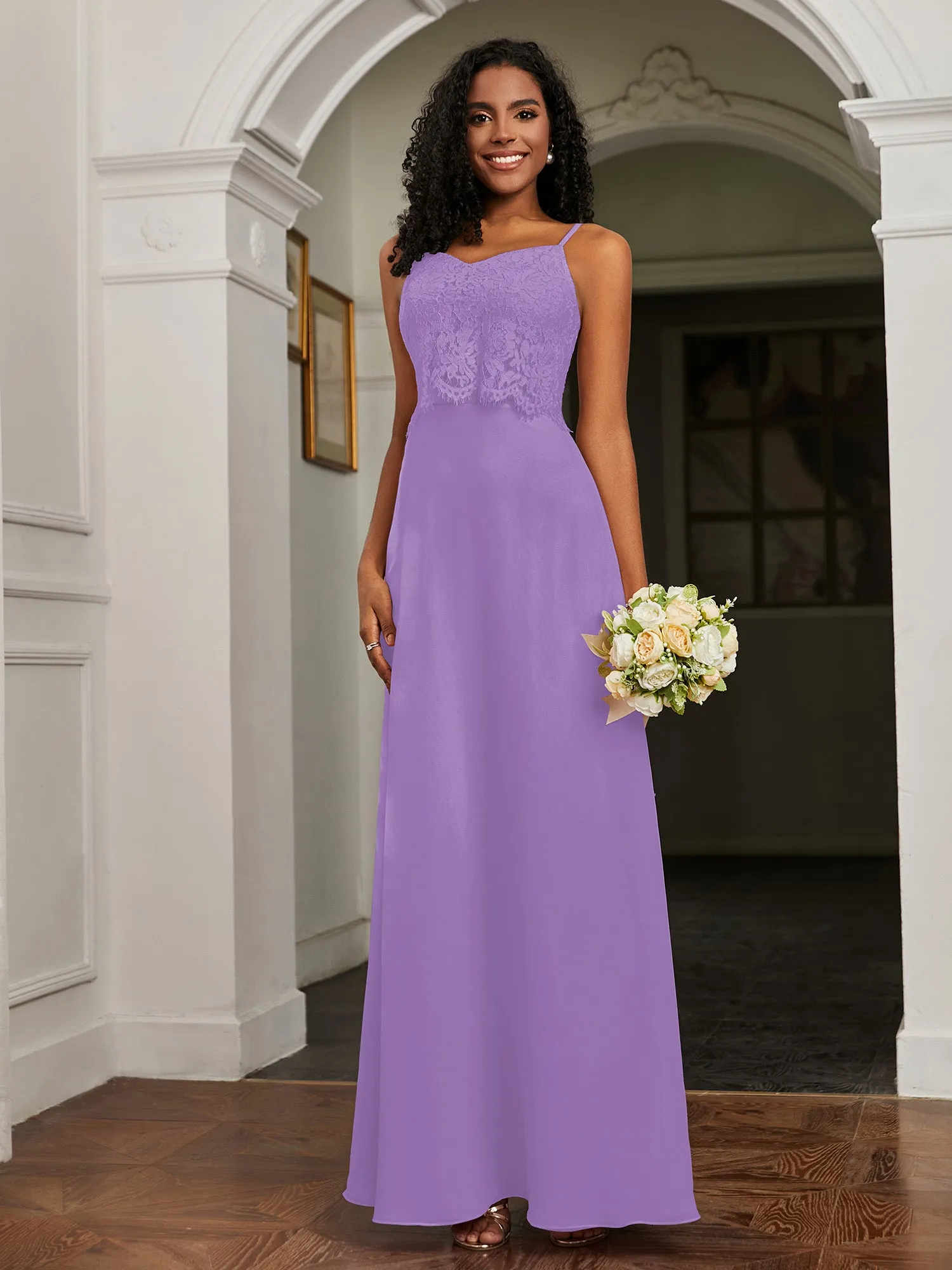 Lace Appliqued  Backless Chiffon A-Line Dress Tahiti Plus Size