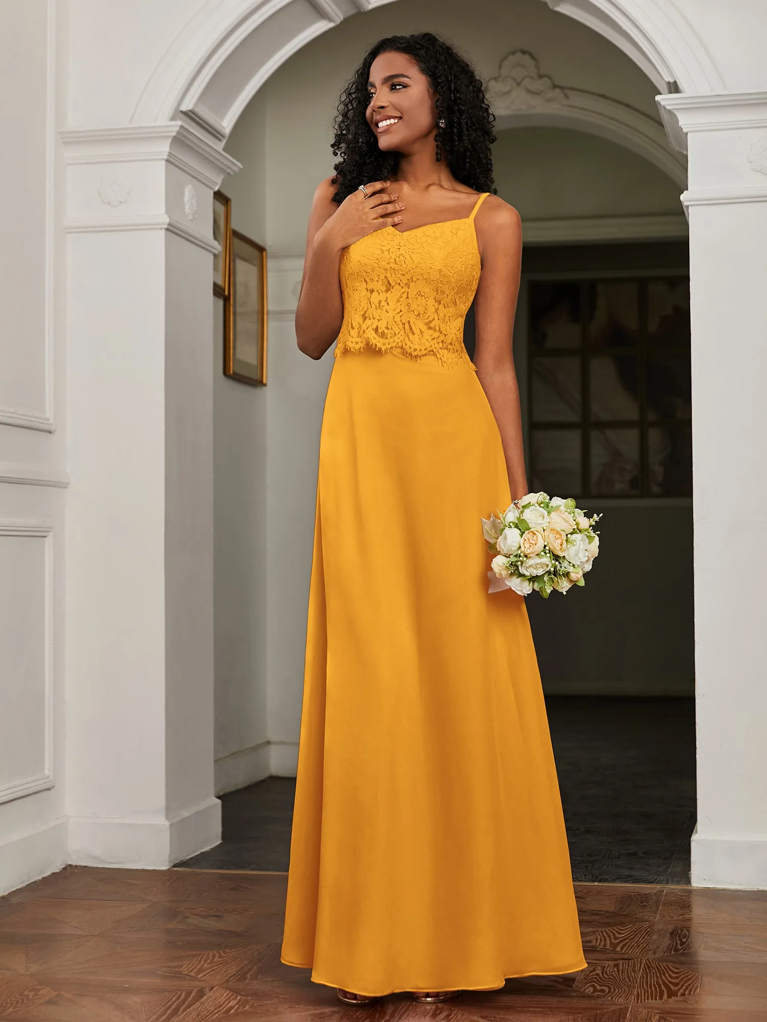 Lace Appliqued  Backless Chiffon A-Line Dress Tangerine Plus Size