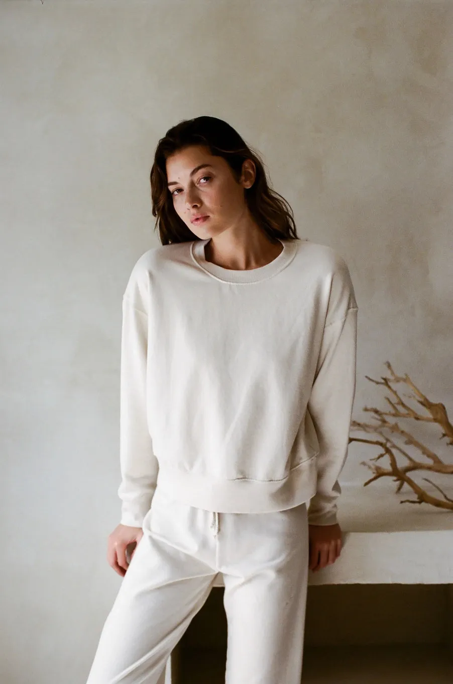 Lera Cream Cotton Pullover Crewneck