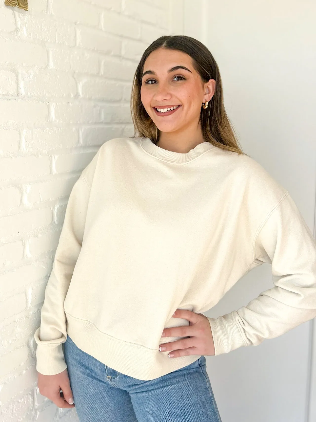 Lera Cream Cotton Pullover Crewneck