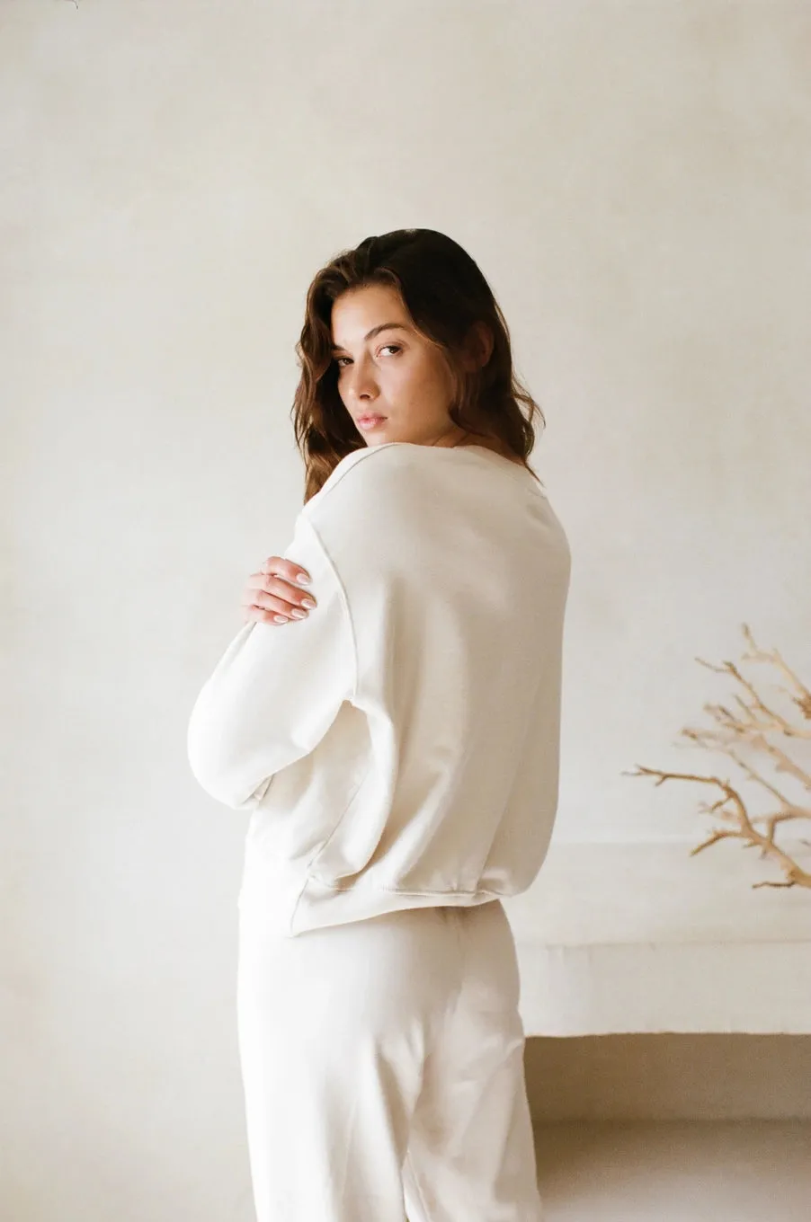 Lera Cream Cotton Pullover Crewneck