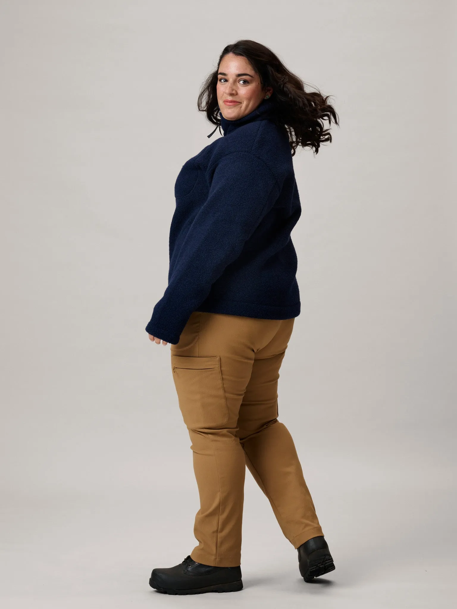 Minna Minimalist Wool Fleece Jacket Navy