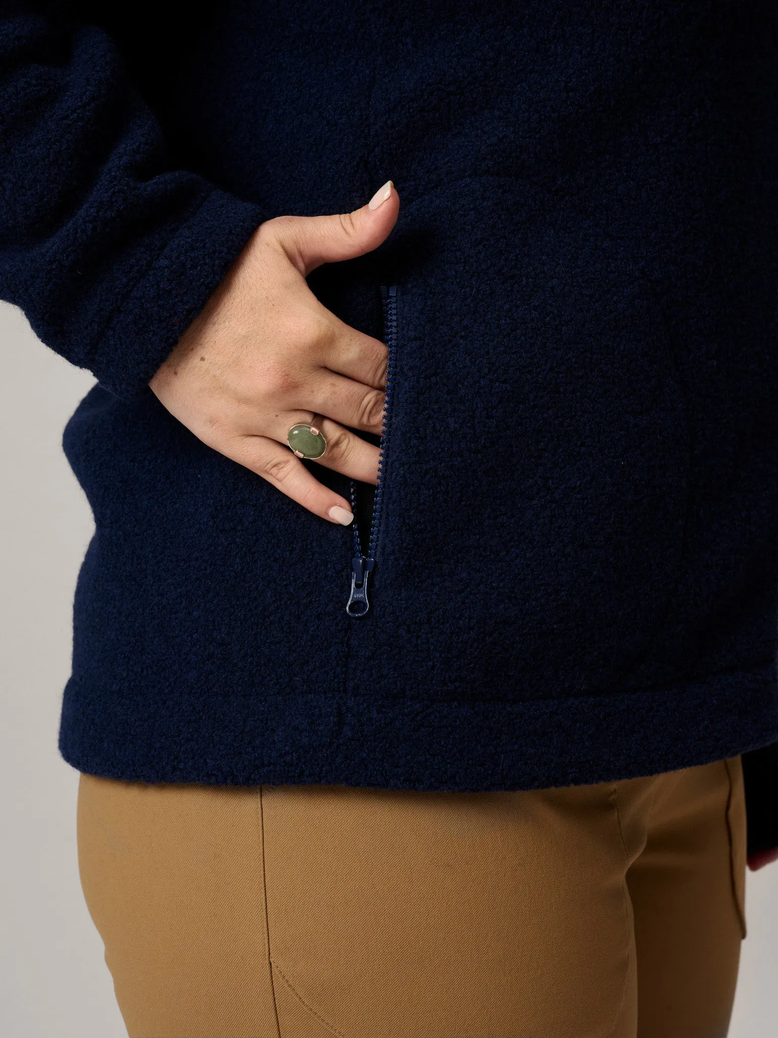 Minna Minimalist Wool Fleece Jacket Navy