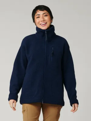 Minna Minimalist Wool Fleece Jacket Navy