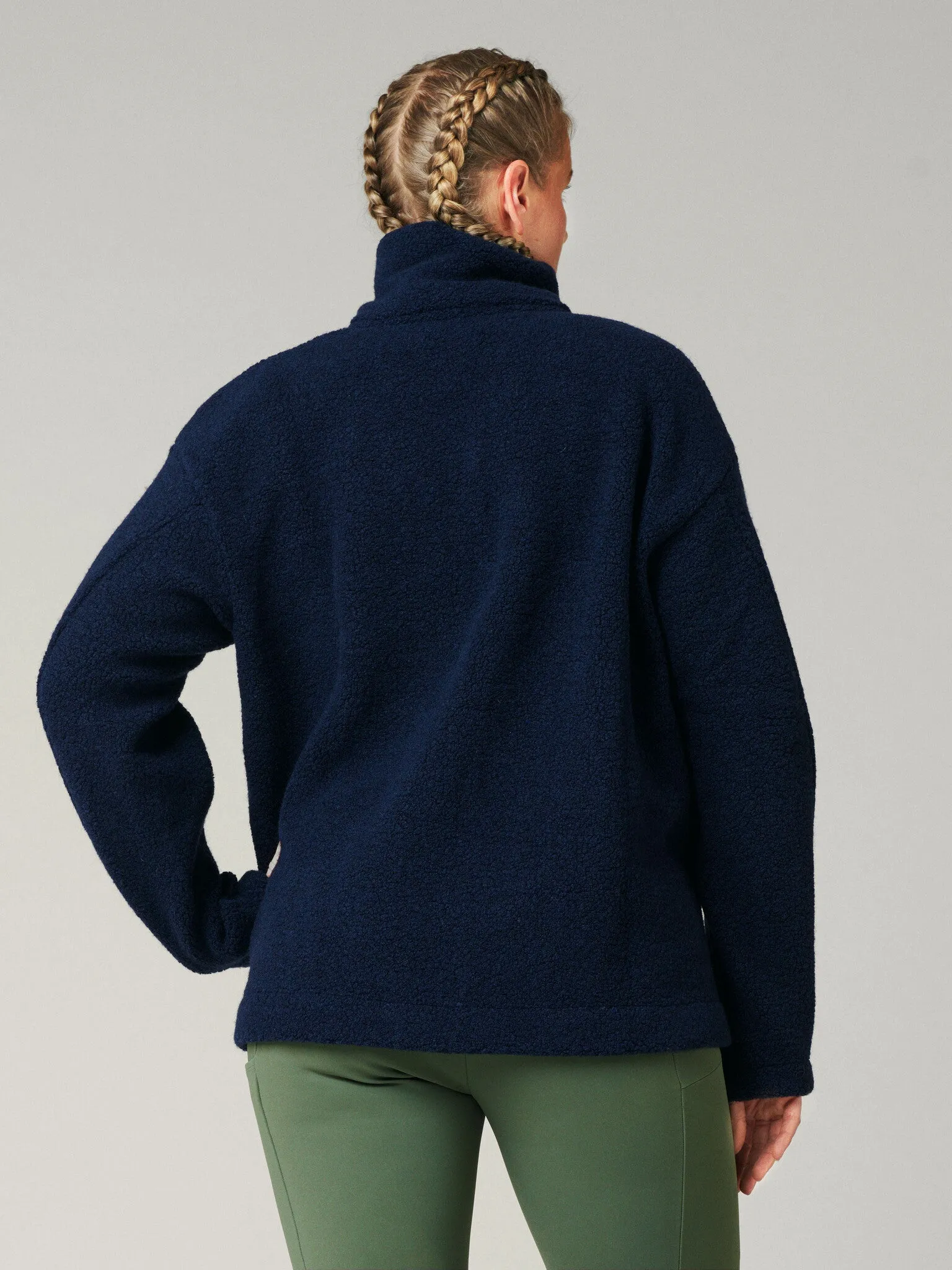 Minna Minimalist Wool Fleece Jacket Navy