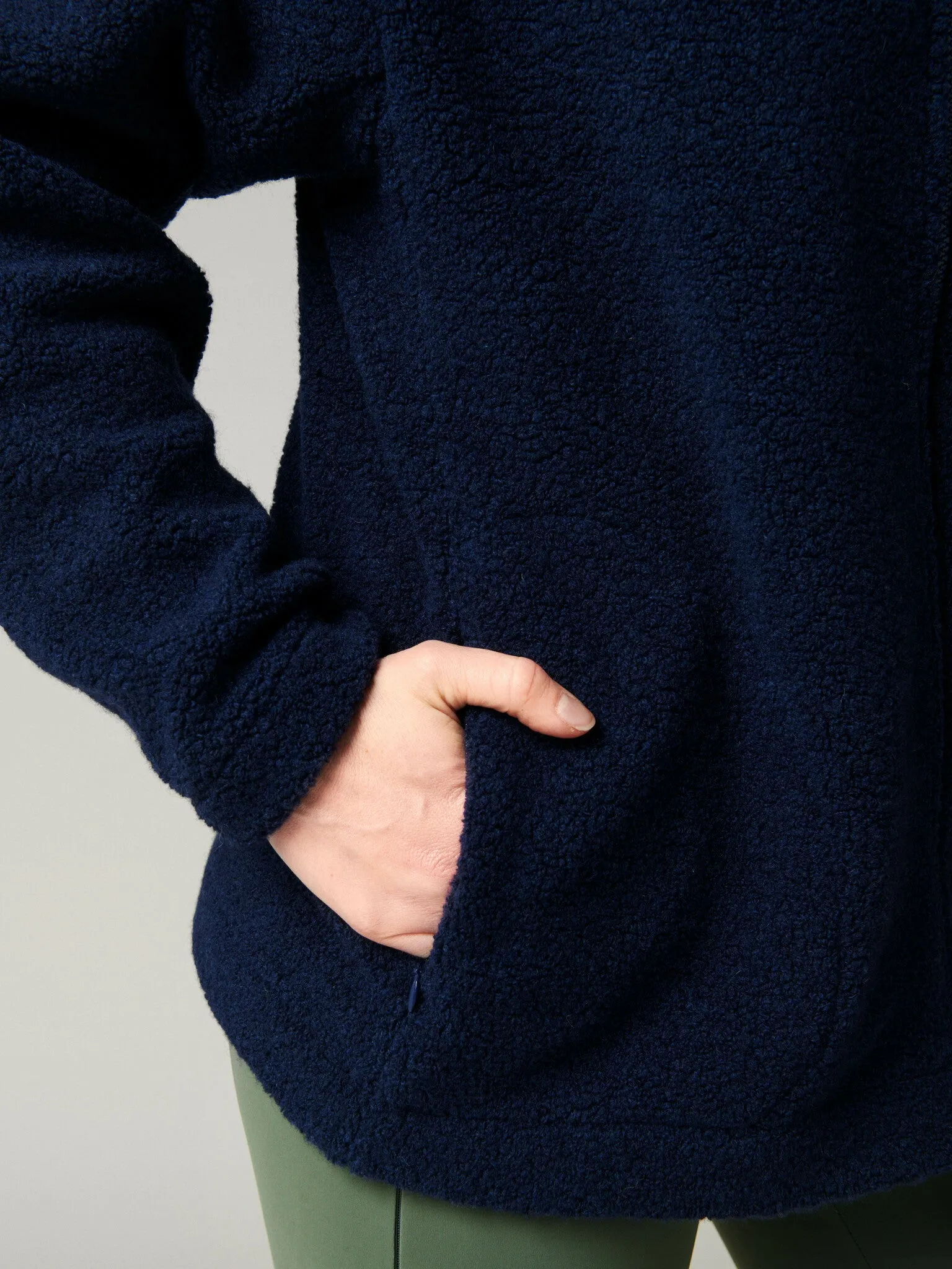 Minna Minimalist Wool Fleece Jacket Navy