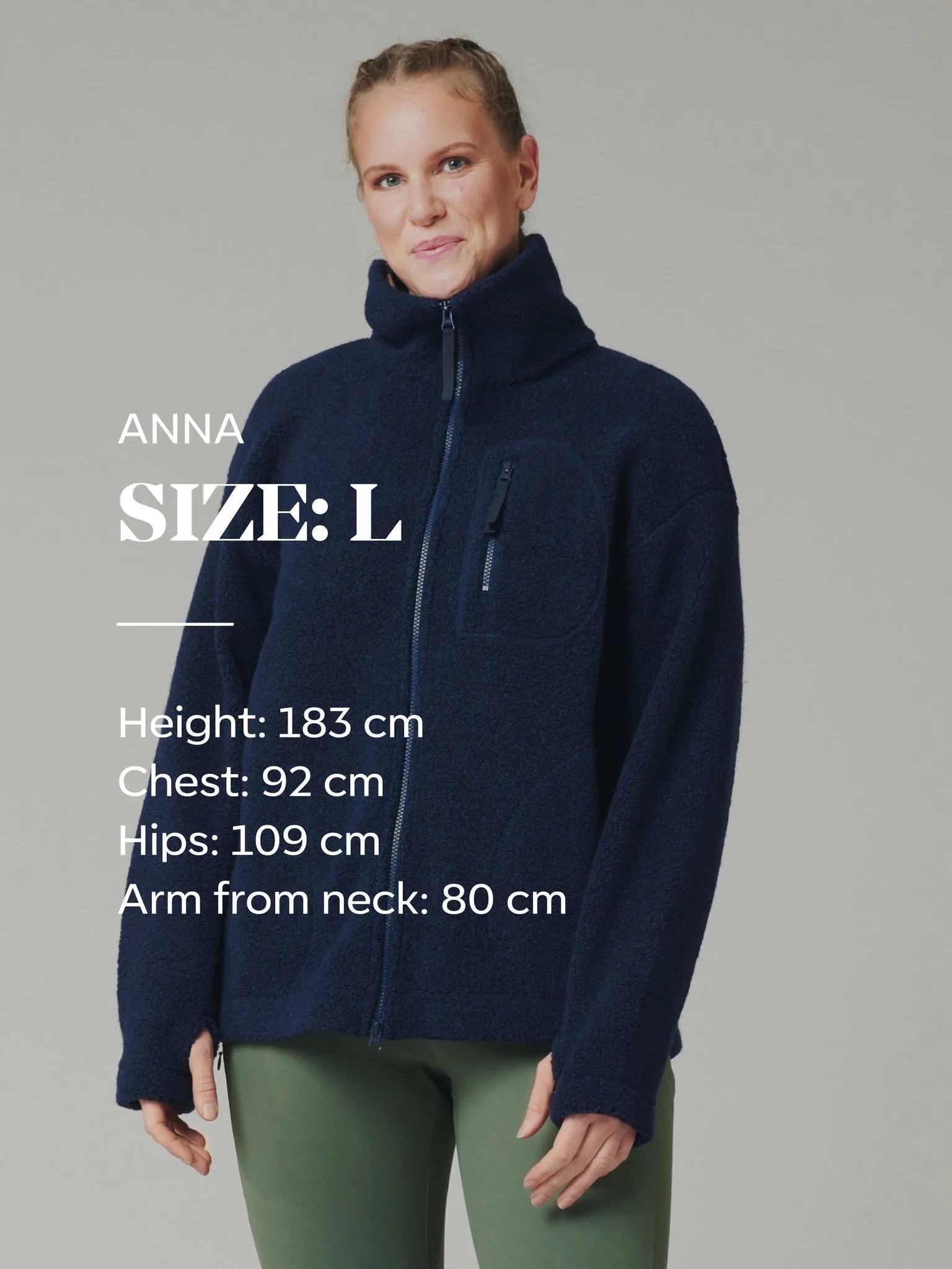 Minna Minimalist Wool Fleece Jacket Navy