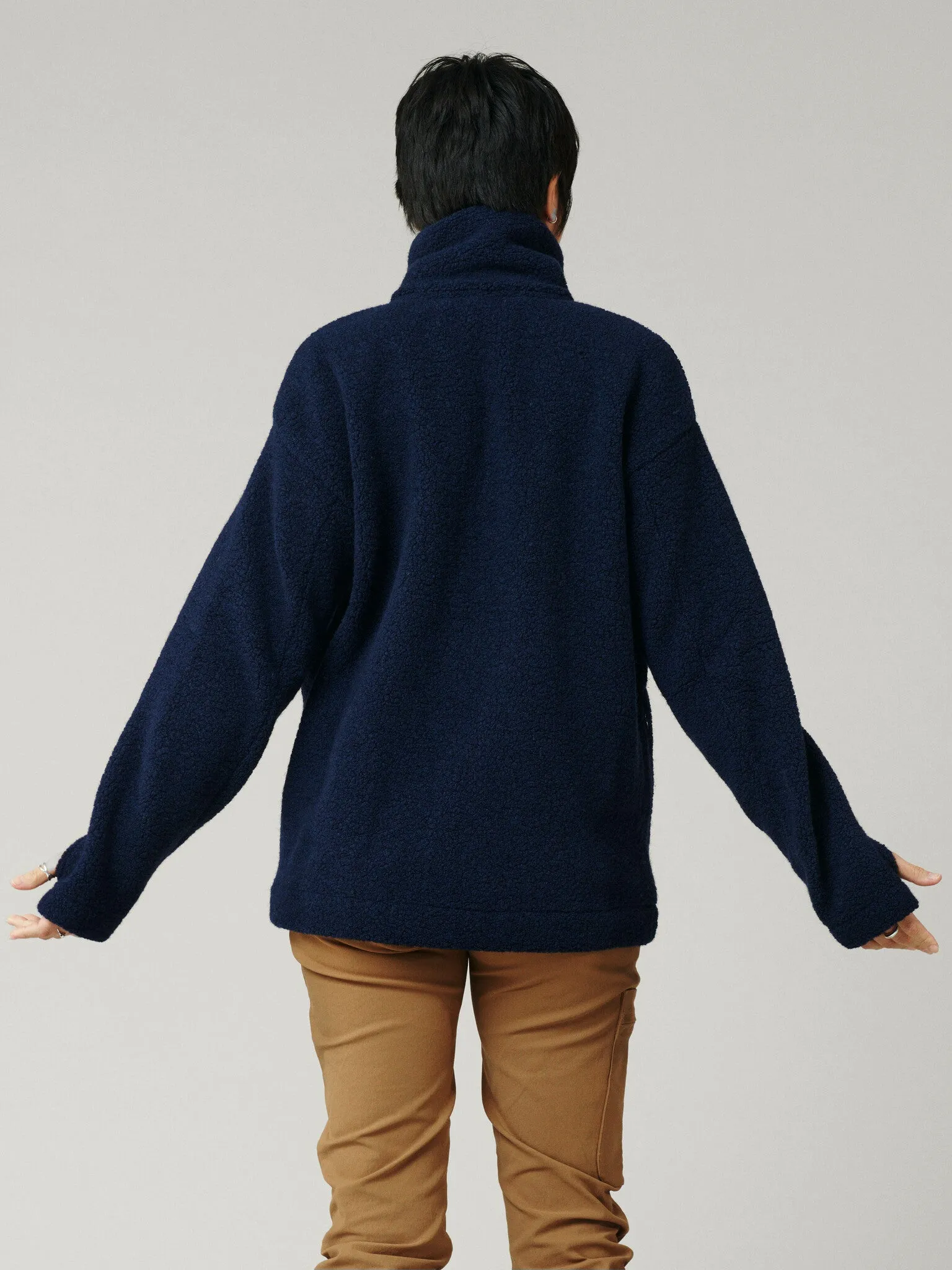 Minna Minimalist Wool Fleece Jacket Navy