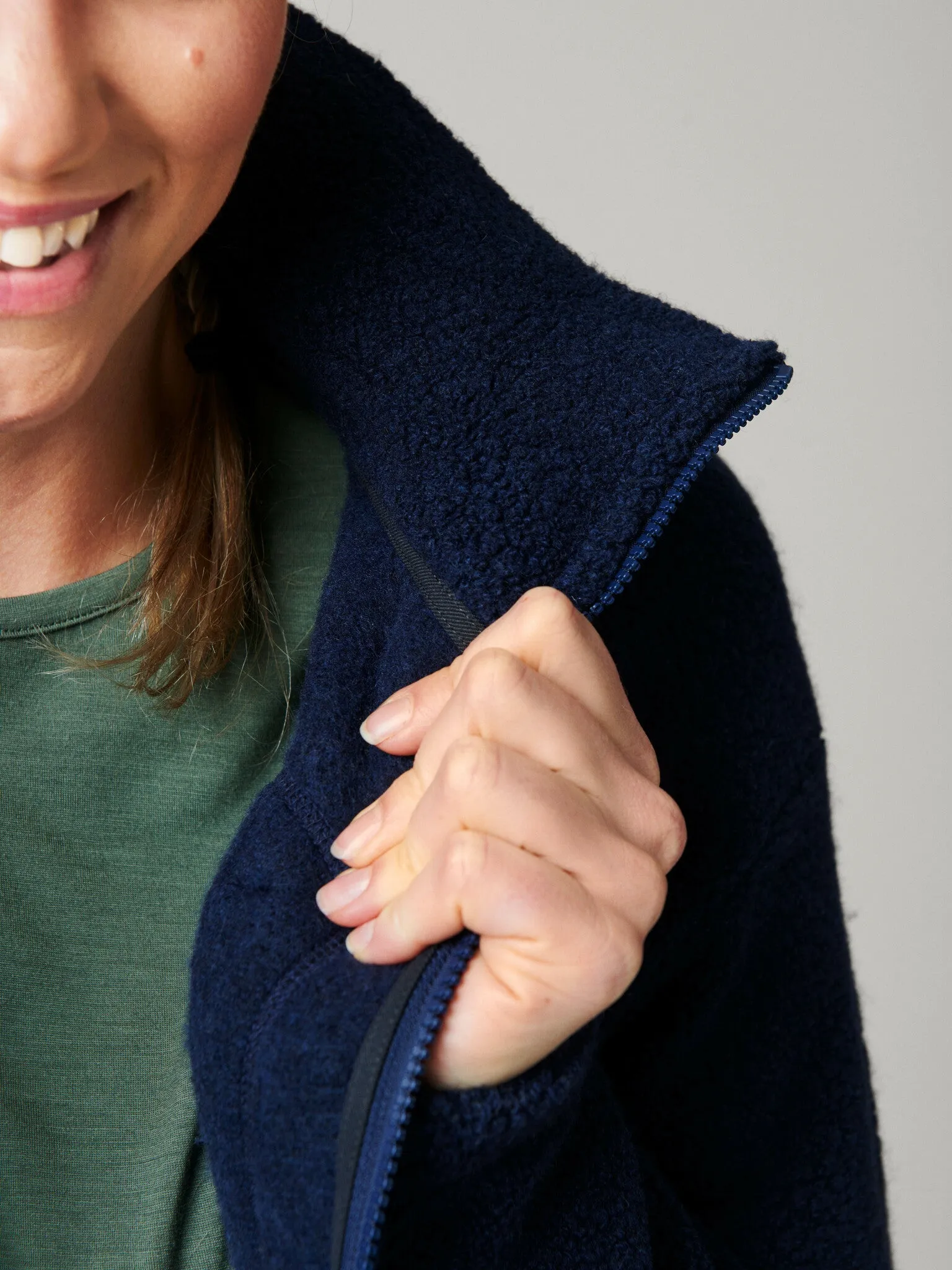 Minna Minimalist Wool Fleece Jacket Navy