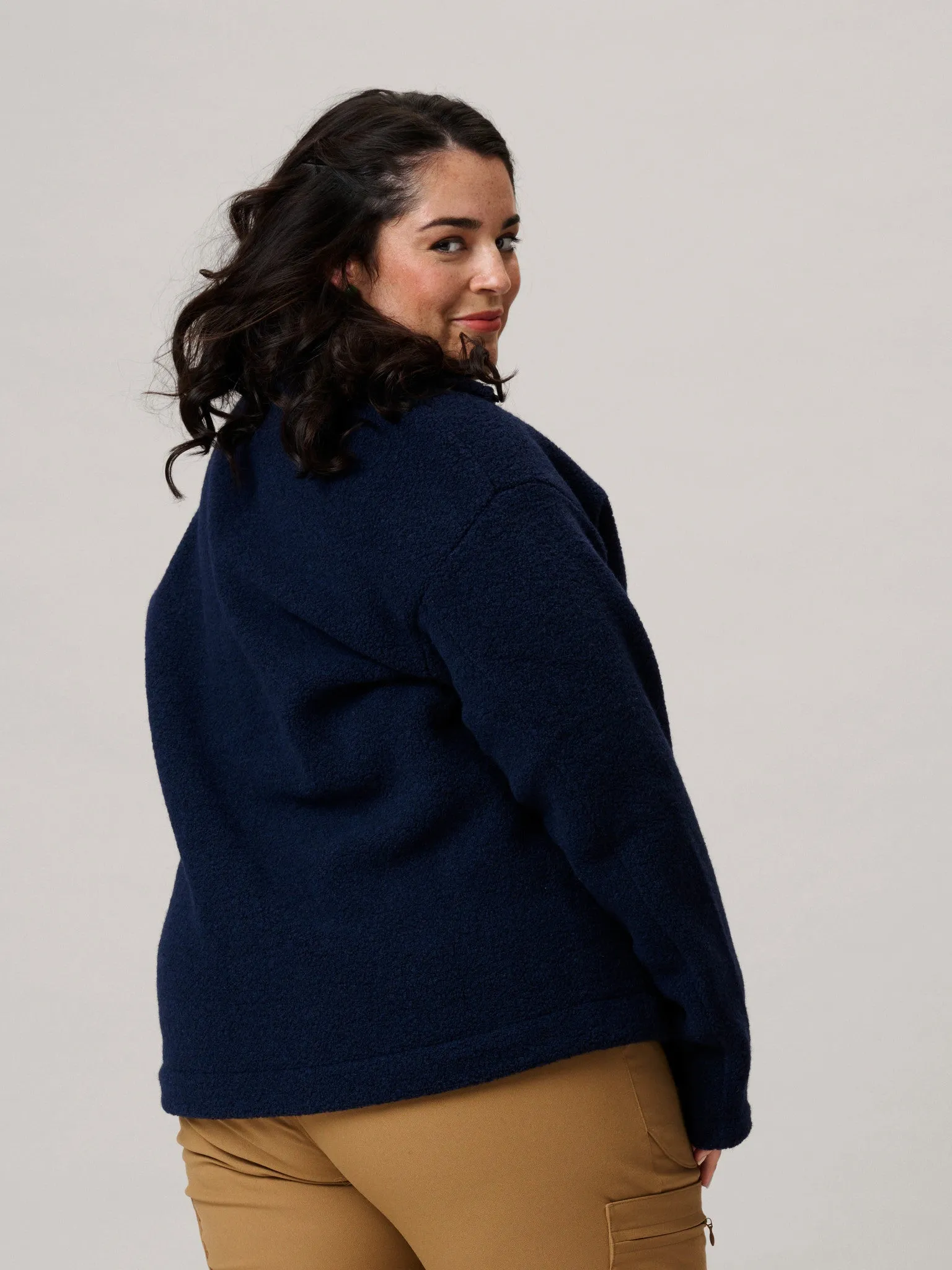 Minna Minimalist Wool Fleece Jacket Navy