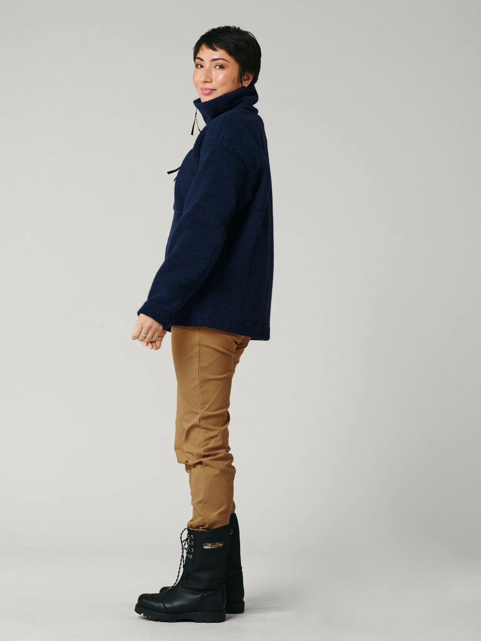 Minna Minimalist Wool Fleece Jacket Navy
