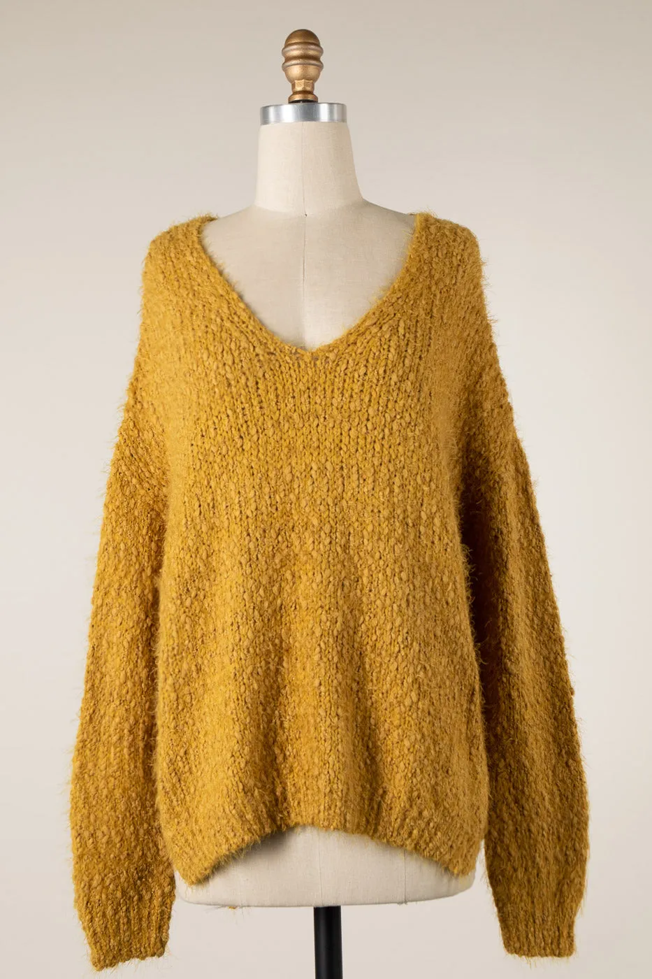 OVAL NECKLINE LOOSE FIT SOFT KNIT SWEATER 1 PACK