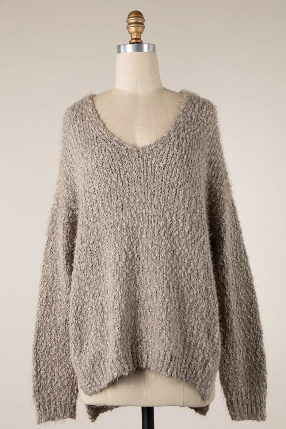 OVAL NECKLINE LOOSE FIT SOFT KNIT SWEATER 1 PACK